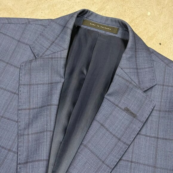Hugo Boss Blazer Windowpane Blue 100s Wool Sport Coat Johnstons5/Lenon1 38 S - Picture 6 of 13